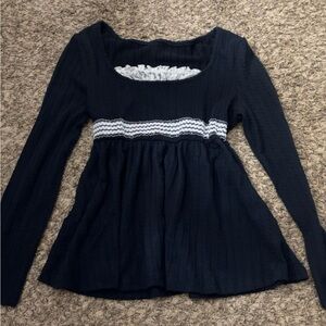 SHEIN coquette navy blue long sleeve top!